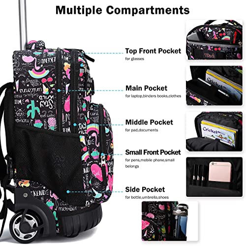 Tilami Rolling Backpack 18 inch Wheeled Laptop Backpack School College