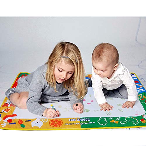 Anpro 27.5×39.4 in Doodle Mat, Magic Water Drawing Mat with 3 Pens, 3 Stamps, and 1 Drawing Book Painting Pad Perfect Educational Learning Birthday for Children Over 3 Years - Thumbnail 4