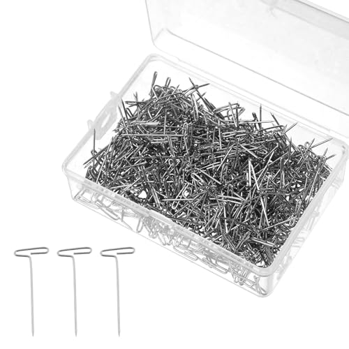 500Pcs Sewing Pins for Fabric Crochet T Pins for Wigs 1 Inch Knit Blocking Pin Stainless Steel Straight Sewing Pin for Fabric Knitting Modelling Crafts, Silver