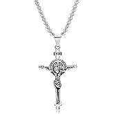 Saintda Silver Patron Saint Pendant Stainless Steel Necklace Amulet Catholic Jewelry Religious Gifts for Men Women