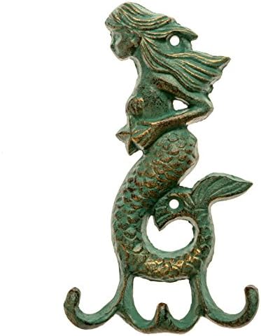 Cast Iron Verdigris Mermaid Wall Hook