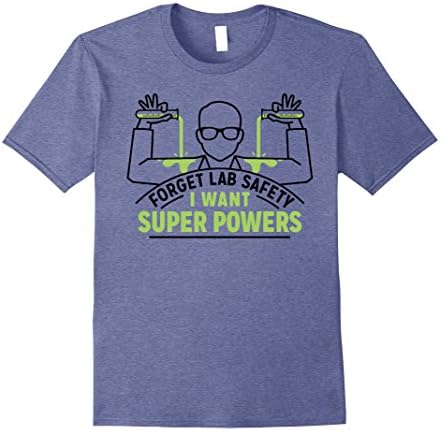 Mens FORGET LAB SAFETY I WANT SUPER POWERS SHIRT XL Heather Blue