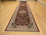 Luxury Red Silk Rug Traditional Area Rugs 2x12 Hallway Runner Rugs Long Narrow Rug 2 By 12 Long Runners Red Silk Kashan Rug (2'x12' Hallway Runner)