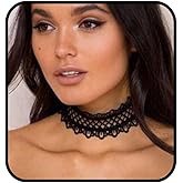 Aularso Black Lace Choker Necklaces Rhinestone Dainty Choker Necklace Black Vintage Short Necklace for Women