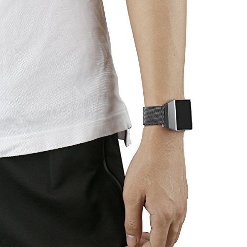 Fitbit Ionic Smart Strap Product Men's & Women's Complete Magnetic Closure Retainer Ring Milan Stainless Steel Metal Ion Sport Belt Fitbit Ion Smartwatch Accessory Black - Thumbnail 7