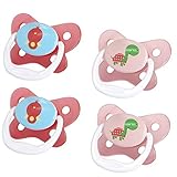 Dr. Brown's PreVent Contour Pacifier, Stage 3 (12m+), Polka Dots Pink, 4-Pack