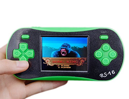JJFUN RS-16 Handheld Game Console for Kids, 2.5" 12-Bit LCD Portable Video Games Device, Pocket Handhold Game Player with 260 Interesting Games –Green