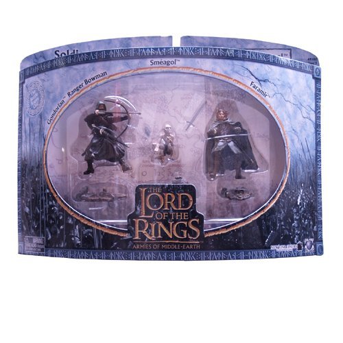 2004 - New Line / Play Along - Lord of the Rings : Armies of Middle Earth - The Capture of Smeagol with Faramir / Smeagol / Gondorian Ranger Bowman - Soldiers & Scenes - Battle Scale Figures - Out of Production - Limited Edition - Collectible