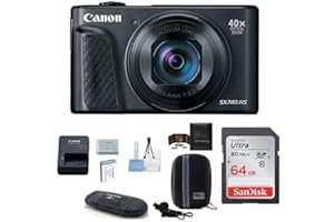 Canon PowerShot SX740 HS Digital Camera Bundle (64GB + Spare Battery Bundle, Black)