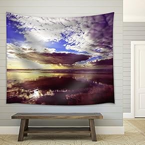 Beautiful Sunset at The Atlantic Ocean - Fabric Wall Tapestry Home Decor - 51x60 inches