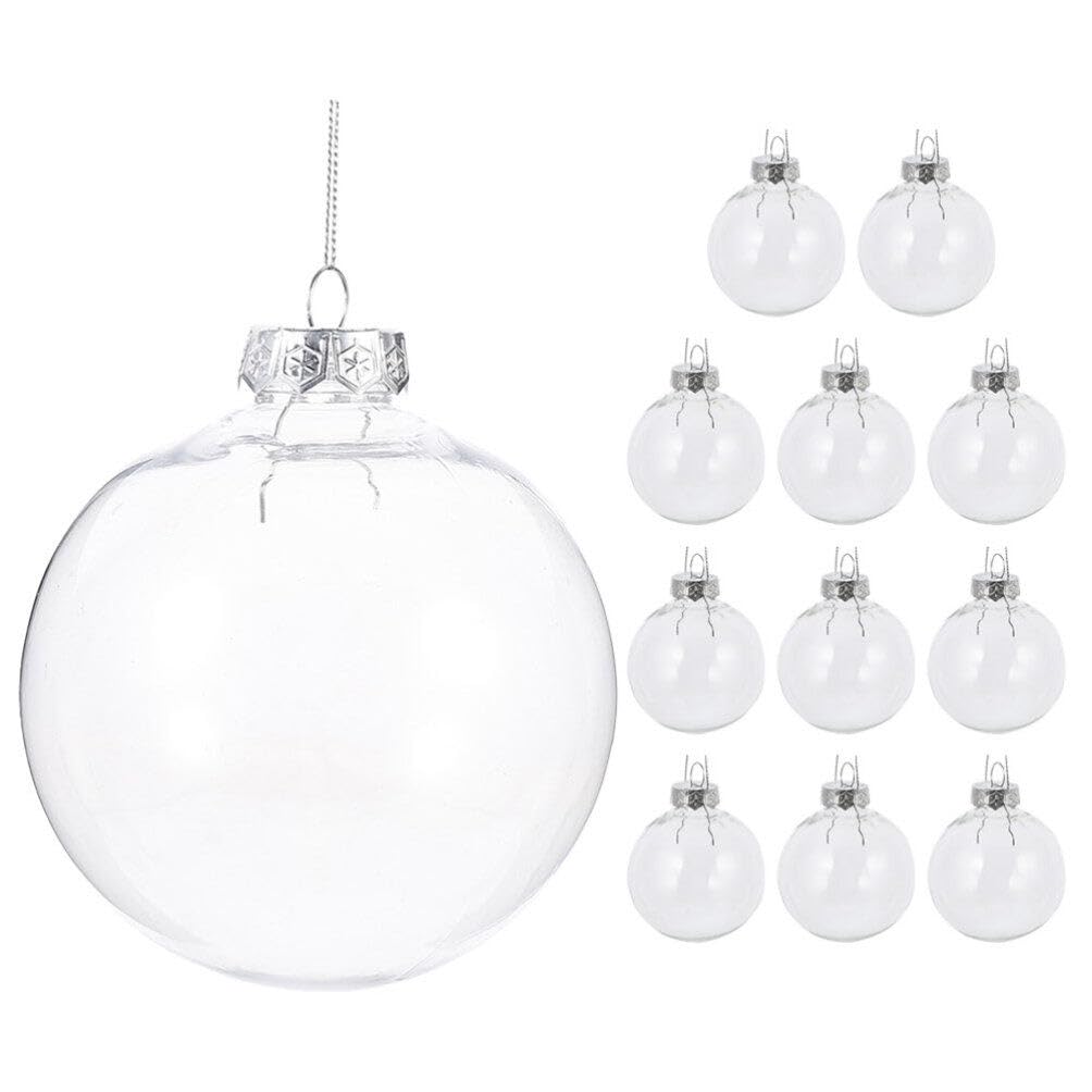 DOITOOL 12 Pcs Hanging Clear Plastic Fillable Ornaments Balls, 3.9 inch Christmas Balls Ornaments DIY Christmas Bulbs for, Holiday, Wedding,Party, Home Decor
