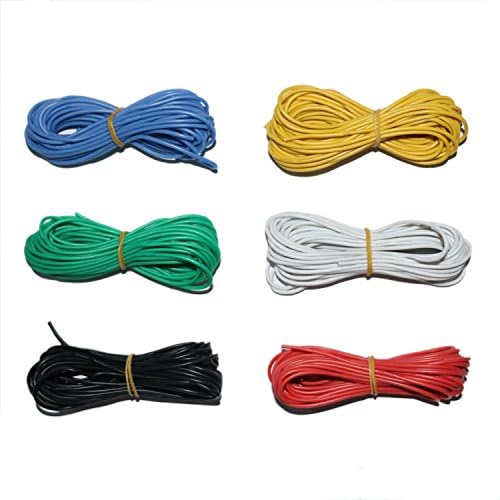 Hygoo Flexible Silicone Wire, 20AWG Gauge Stranded Copper Wire Kit 6 Color High Temp 200℃ 600V