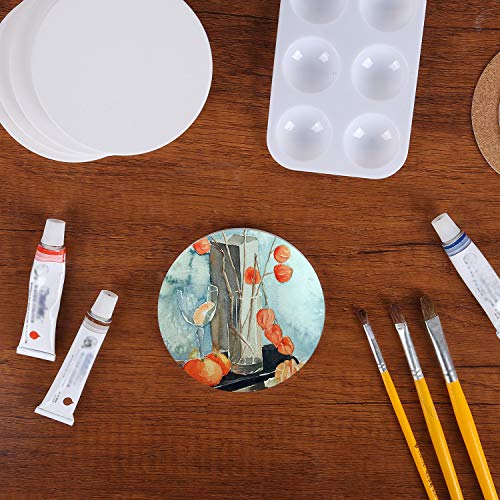 Myboree Blank Ceramic Tiles for DIY Craft Painting Coasters with Cork