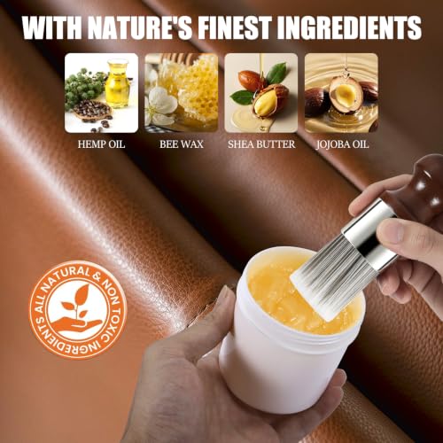 LUXGROVE® Leather & Furniture Repair Salve- Polisher, Leather Cleaner and Conditioner for Furniture - UV Protectants Help Prevent Cracking or Fading, for Car Seat, Couch, Shoe, Purse, Boot - 8oz
