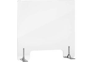 J JACKCUBE DESIGN Sneeze Guard for Countertop Plexiglass Protective Shield with Pass Through Portable Clear Acrylic Divider Barrier for Desk, Office, Reception & Cashier (23.6"x 23.6")-MK716A
