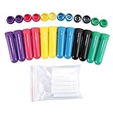 Leegoal 12 Pack Essential Oil Aromatherapy Blank Refillable Nasal Inhaler Tubes with Wicks, Assorted Colors