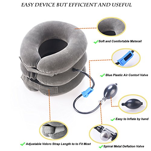 Verfanny Cervical Neck Traction Device Health Neck Brace- Cervical Neck Traction Pillow - Instant Pain Relief for Chronic Neck and Shoulder Pain - Effective Alternate Pain Relieving Remedy -Gray