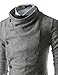 (GD93) Slim Stylish Unbalanced Metallic Leather Point Knitted Cardigan Sweaters GRAY US M(Tag size L)