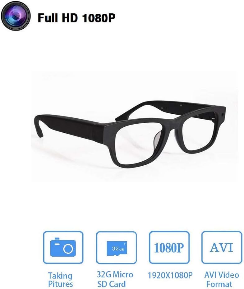Glasses Camera 1080P,HD Video Max 32GB Memory Card - Eye with Camera - Wearable Camera