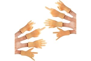 AQKILO Tiny Hands Mini Finger Puppets 8 Pieces, Left and Right Hand Set, Mixed Styles, Funny Party Favors and Novelty Toys for Kids and Adults