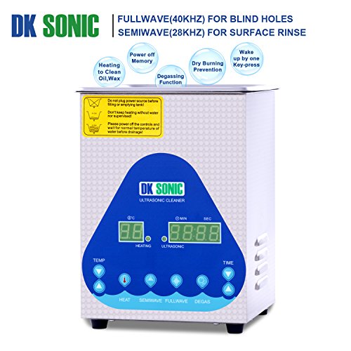 Lab Large Ultrasonic Cleaner Heated - DKSONIC 2L 60W with Basket and Digital Timer for Parts Jewelry Gun Brass Eyeglass Ring Carburetor Contact Lens Injector Glasses Record Diamond Circuit Board