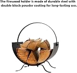 Unibos Oval Log Holder Firewood Rack Steel Indoor Outdoor Black view 4