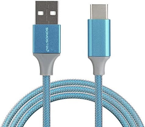 USB Type C Cable, SOMOSTEL 3.3FT USB 2.0 to USB C Cable Fast Charger Cord Nylon Braided Charging Wire for Samsung Galaxy Note 8 S8 plus, ZTE Zmax Pro, LG V30 G5 G6 V20, Nextbit Robin -Blue