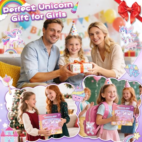 Gifts for 5 6 7 8 Year Old Girls: Diamond Arts and Crafts for Kids Age 5-10 Girls Birthday Presents, DIY Unicorn Gem Art Kits Toy for 5-6-7 Year Old Kids Craft Sun Catchers for Windows Home Decoration