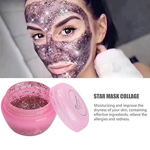 Face Mask, Starry Sky Glow Glitter Sequin Mask Peel off Moisturizing Mask Facial Skin Care(Pink)
