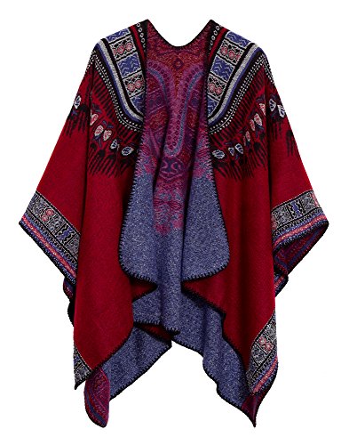 Urban coco women s winter vintage poncho capes tassel blanket sha…