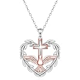 Helonley Peace Bird Necklace for Women - 925 Sterling Silver Olive Leaf Peace Dove Necklace Pendant Cross Jewelry Gift