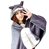 KINOMOTO Anime Hooded Cloak Flannel Cape Hoodies for Sleep Nap Critter Blankets (Tonari no Totoro)