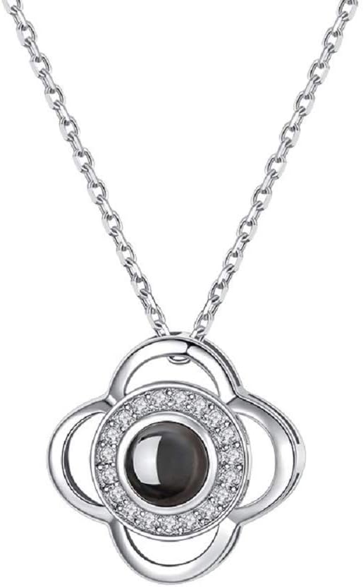 Women Necklace Love Memories Clavicle Necklace 100 Languages I Love You Heart Pendant with 18inch Chain for Women Girls