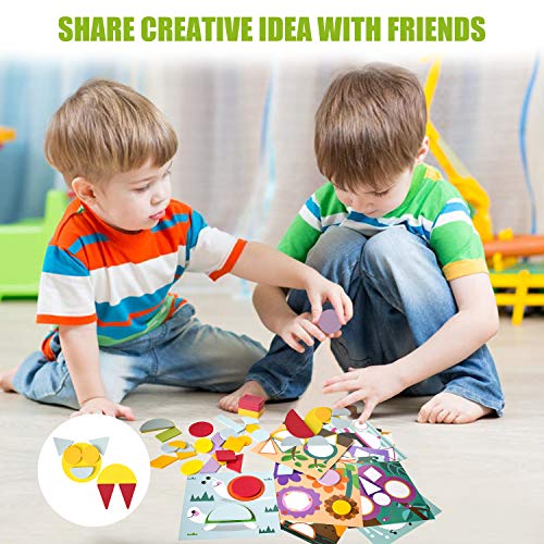 Supkiir Beginner Wooden Pattern Puzzle Blocks Educational Toy, 12 Double-Sided Scenes and 120 Pcs Colorful Blocks for Preschool or Kindergarten Kids