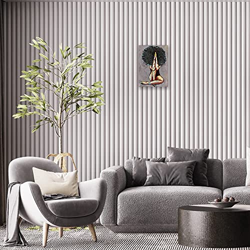 African American Wall Art Abstract Beauty Black Girl Picture Brown Canvas Print Artwork for Wall Decor Bedroom Bathroom Living Room (8x12in-Unframed,Black Queen)