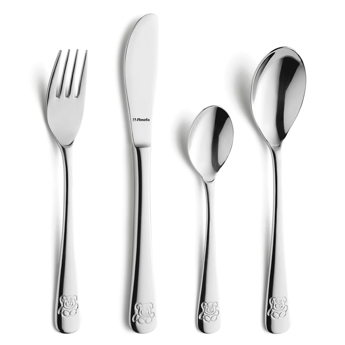 Amefa 43100G0006A40 Child's Cutlery 4-Piece in Gift Packaging Teddy Bear Design 18/10 Polished Stainless Steel — image 1
