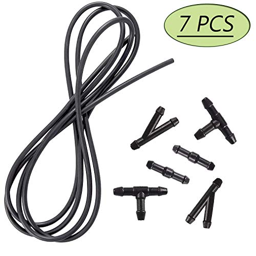 BingSnow Windshield Washer Nozzle Hose Kit, Universal 3 Meters Washer Fluid Hose with 6 Pcs Hose Connectors Suitable for Most Windshield Washer Nozzle Installation