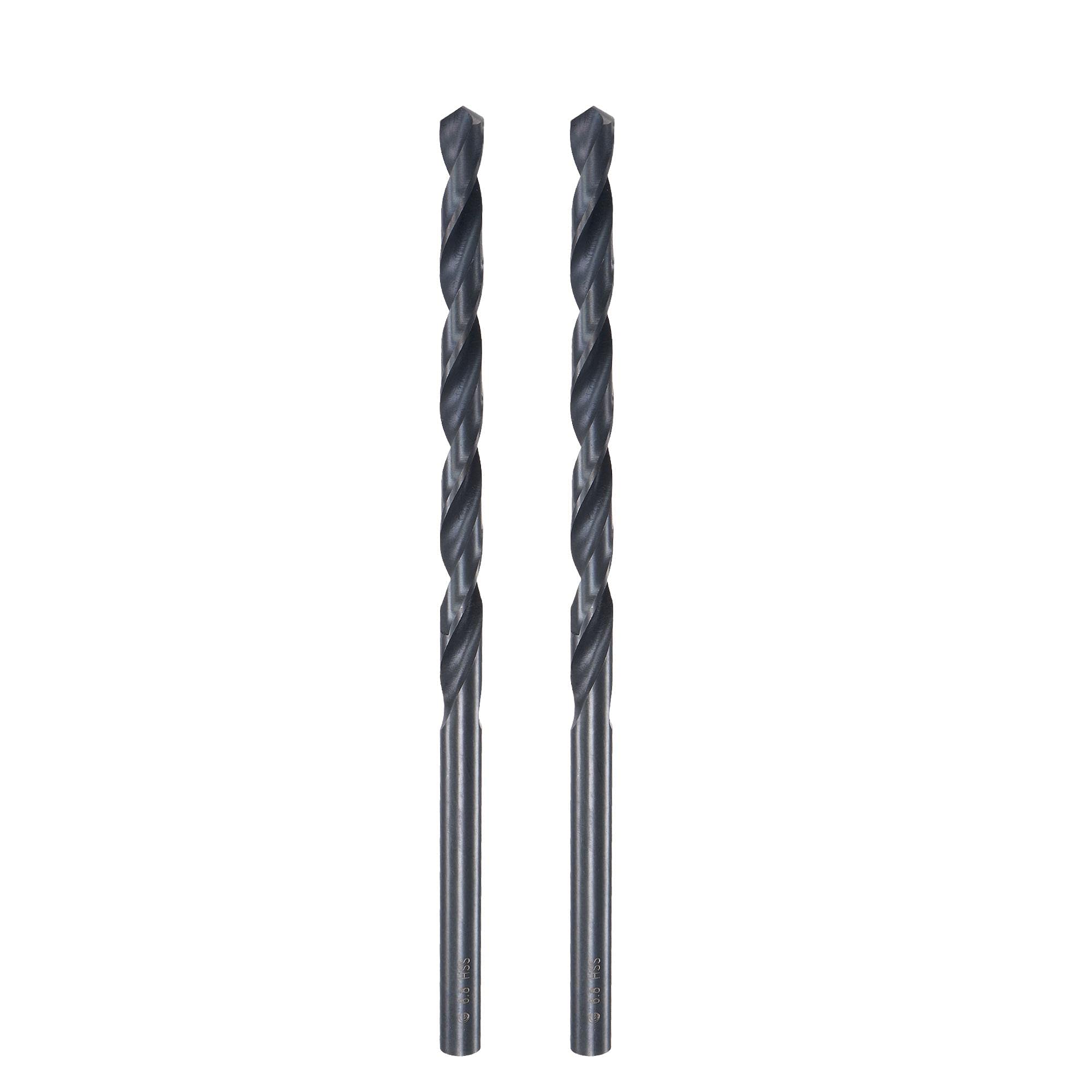 sourcing map High Speed Steel Lengthen Straight Shank Twist Drill Bit Fully Ground Black Oxide 6.8mm Drill Diameter 156mm Total Length 84mm Drill Bit Length 2 Pcs