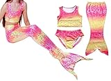 Kids Girls Summer Swimwear Sets Shorts Strap Beach Mermaid Tail Bikini 7-8Years Colourful
