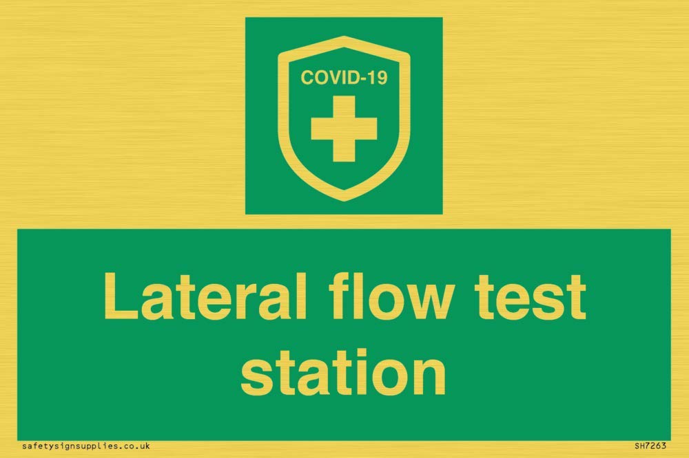Viking Signs Lateral flow test station Sign - 150x100mm - A6L,Green/White