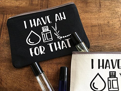 Essential Oils Travel Bag - I have an OIL For That Zipper Pouch - BLACK CANVAS - Thumbnail 3