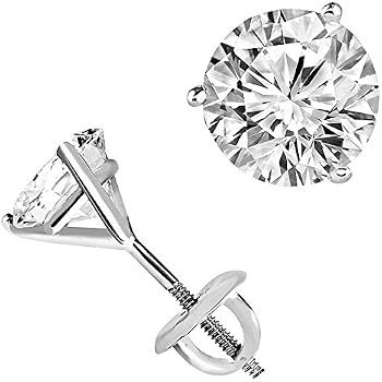 Amazon Com 0 50ct Solitaire Diamond Stud Earrings 14k White Gold