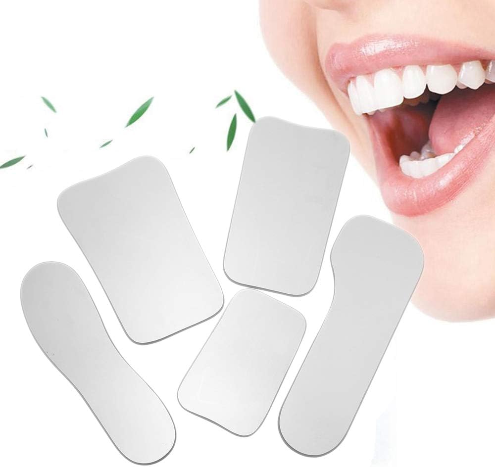 CWWHY Dentistry Intraoral Mirrors Dental, Dental Reflector Mirror, Photography Mirrors, Rhodium Occlusal Glass Two-Sided Orthodontic Oral Mirror Dental Tool, 5Pcs