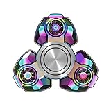 Fidget Spinner Rainbow Tri Metal Stainless Steel, Cool Ultra Fast Hybrid Ceramic Bearing Metallic Figit Spinner, 5 Min Spins for Stress Reducer Anti-anxiety Depression (Gold, 3 Sides) by BOYON