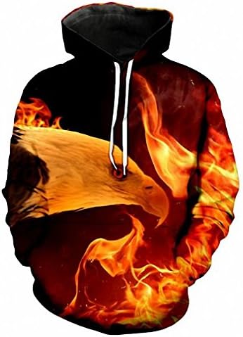 Unisex 3D Digital Printed Graphic Pullover Hooded Sweatshirts Spring Autumn Thin Hooded Hoodies Men women 3d Sweatshirts With Cap Printed Red eagle Printing Hoody Hoodies