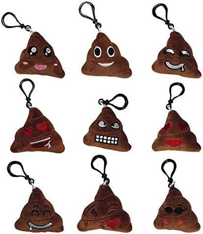 9Pcs Mini Emoji Cushion Toy,Soft Emoji Keychain Toys Gift Bag Accessory Poop Keychain-Style 1