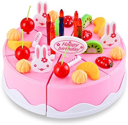afferty Baby Kids 54 Pieces Hot Fashion Baby Toddler Toy Plastic DIY Fruit Cake And Tea Cups Set(US Stock)