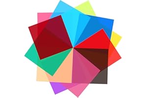 LYSTAII 12pcs Gel Light Filter Color Correction Colored Overlays Transparent Color Film Lighting Gel Filter Plastic Sheets Correction for Film, Video, Photo, Stage (Multicolor, 7.8 x 7.8 Inches)
