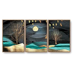 3 Piece Framed Canvas Home Artwork Decoration Abstract Nature Landscape Canvas Wall Art for Living Room, Bedroom - 16"x24"x3 Panels