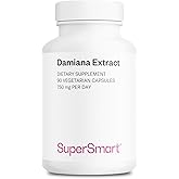 Supersmart - Damiana Extract 750mg per Day (Turnera Herb) - Damiana Leaf Supplement for Women & Men | Non-GMO & Gluten Free - 90 Vegetarian Capsules